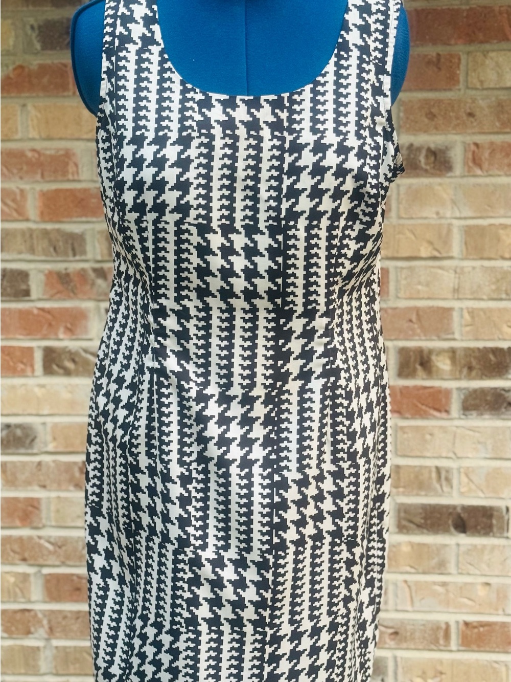 Classic Black & White Houndstooth Midi Dress